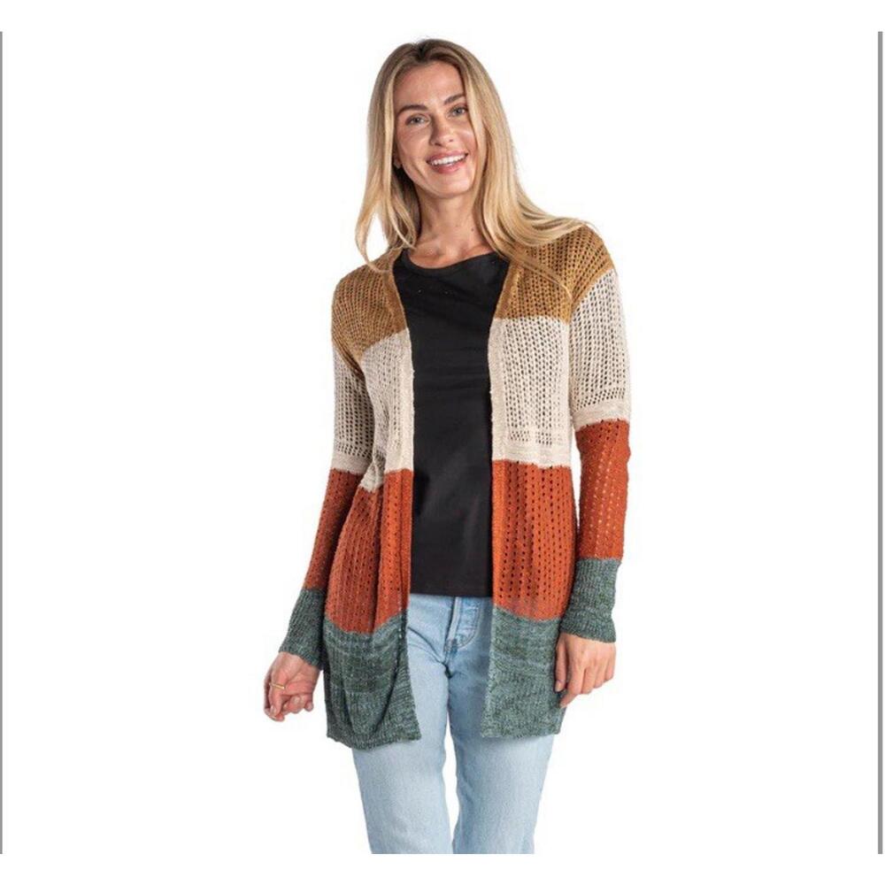 Linda Anderson Autumn Harvest Crochet Colorblock Cardigan Small NWT‎ NEW